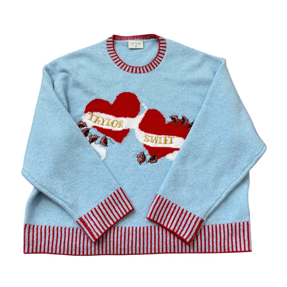 Taylor Swift Blue Sweater Hearts TS Logo 2XL - Picture 4 of 13